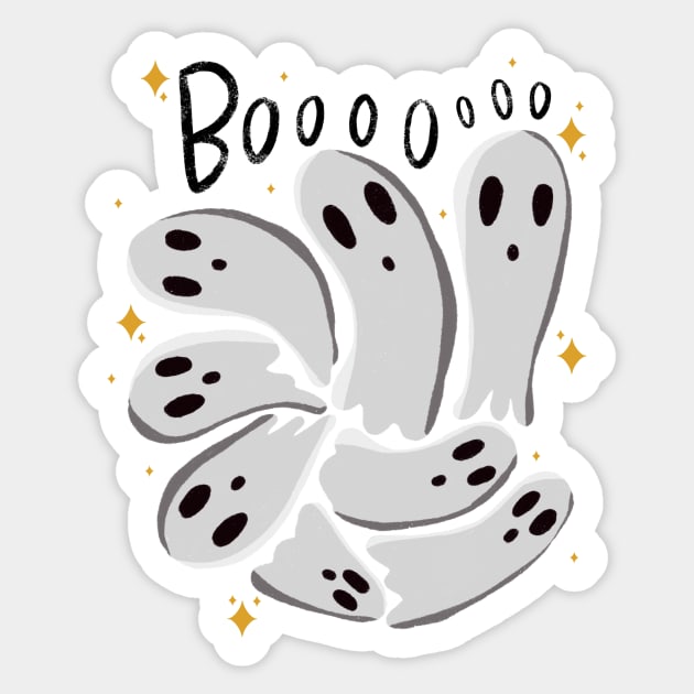 Boo! Spooky and friendly ghosts Sticker by Maddyslittlesketchbook